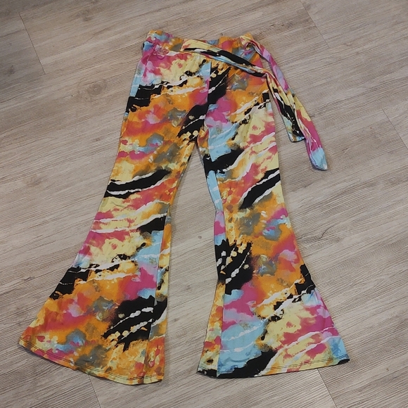 eye candy Pants - Eye Candy Multicolor Abstract Flared Pants Large